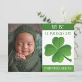 Mijn 1e St. Patrick's Day Baby Foto Klavertjes Hol Feestdagenkaart (Staand voorkant)