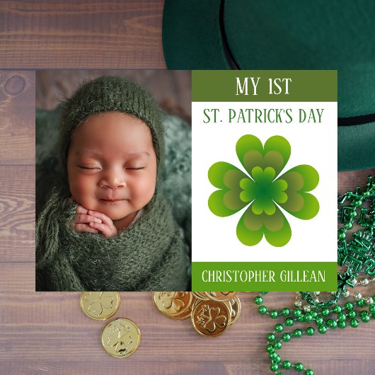 Mijn 1e St. Patrick's Day Baby Foto Shamrocks Feestdagenkaart