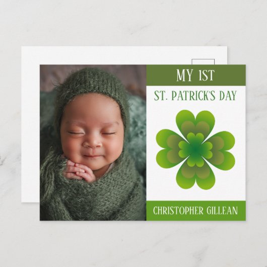 Mijn 1e St Patrick's Day Baby Foto Shamrocks Feestdagenkaart (Voorkant / Achterkant)
