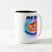 Mijn 1e Thanksgiving - Coquette kalkoen op Bayside Tweekleurige Koffiemok (Voorkant rechts)