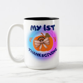 Mijn 1e Thanksgiving - Coquette kalkoen op Bayside Tweekleurige Koffiemok