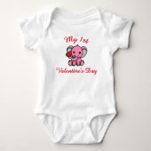 Mijn 1e Valentijnsdag – Cute Olifant Met Hart Romper (Voorkant)