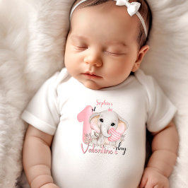 Mijn 1e Valentijnsdag Gepersonaliseerde Naam Roze Romper