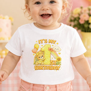 Mijn 1e verjaardag baby T-shirt Gele thema