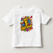 Mijn 1e verjaardag Koekjes Cake En Ballonnen  Kinder Shirts (Voorkant)