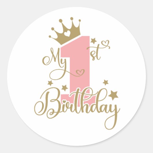 Mijn 1e verjaardag Sticker (Voorkant)