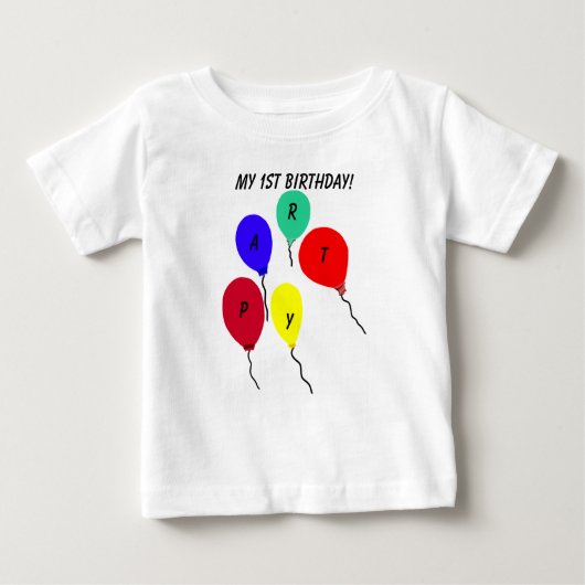 Mijn 1e verjaardagsfeestje Ballonnen Baby T-shirt (Voorkant)