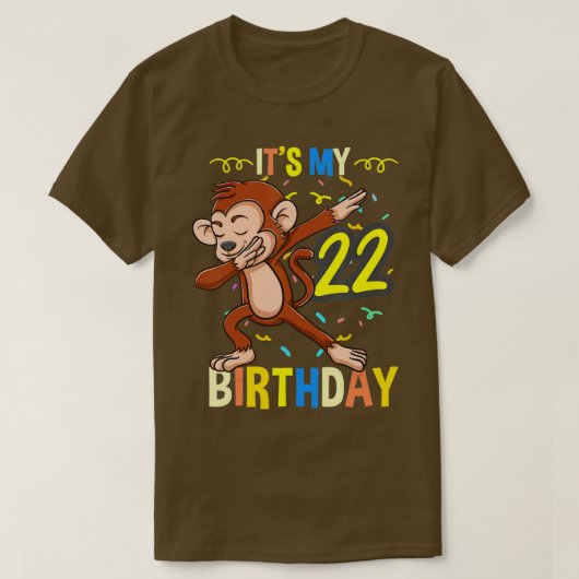 Mijn 22e verjaardag Dabbing Monkey Animal T-shirt (Design voorkant)