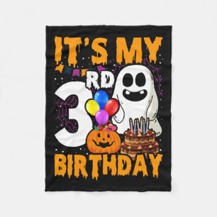 Mijn 3e verjaardag Ghost Pumpkin Halloween Party 3 Fleece Deken