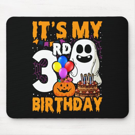 Mijn 3e verjaardag Ghost Pumpkin Halloween Party 3 Muismat (Voorkant)