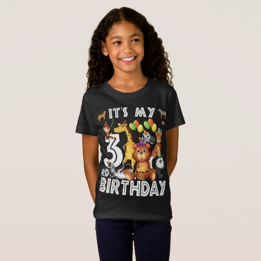 Mijn 3e verjaardag Safari Oerwoud Dieren Lover T-shirt (Voorkant volledig)