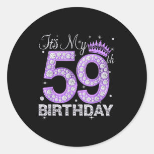 Mijn 59e verjaardag Koningin Vrouwen 59 Jaar Diam Ronde Sticker