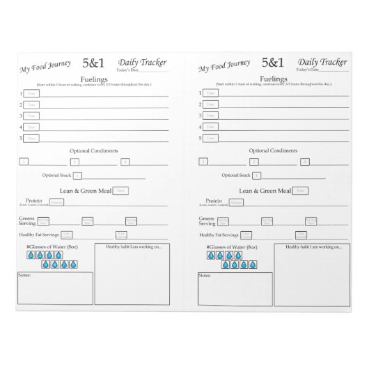 Mijn 5 - 1 voedingstracker notitieblok (Voorkant)
