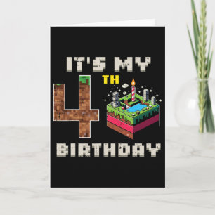 Mijn 5e verjaardag Pixel Game 4 Taart Video Gamer  Kaart