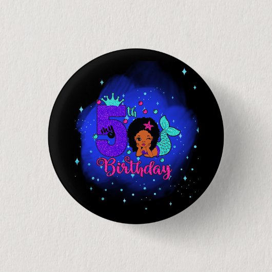 Mijn 5e verjaardag Zeemeermin Ronde Button 3,2 Cm (Voorkant)