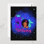 Mijn 5e verjaardags zeemeermin briefkaart (Voorkant / Achterkant)