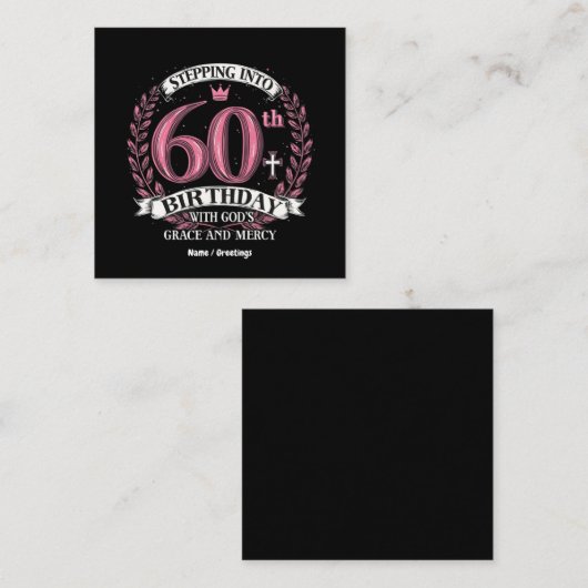 Mijn 60ste verjaardag met Gods genade Vierkante Visitekaartje (Voorkant / Achterkant)
