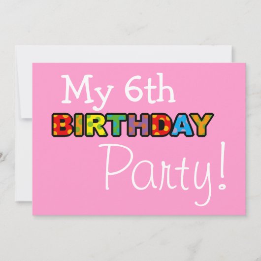 Mijn 6e verjaardag feestje kaart (Voorkant)