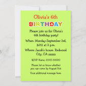 Mijn 6e verjaardag feestje kaart (Achterkant)