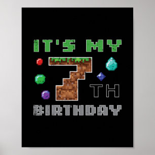 Mijn 7e verjaardag Pixel 7 Gamer Video Gaming Jong Poster