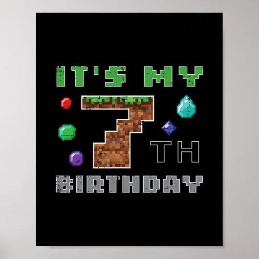 Mijn 7e verjaardag Pixel 7 Gamer Video Gaming Jong Poster (Voorkant)