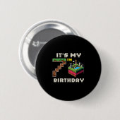 Mijn 7e verjaardag Pixel Game 7 Taart Video Gamer  Ronde Button 5,7 Cm (Voorkant /achterkant)