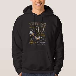 Mijn 90ste verjaardag als een koningin 90 jaar hoodie