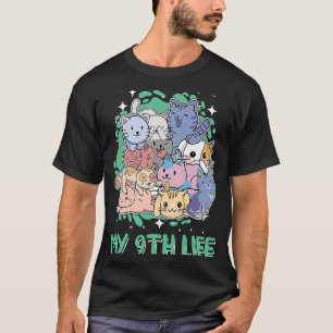 Mijn 9de levenskat Birthday Kitten Bday Dad Jokes  T-shirt