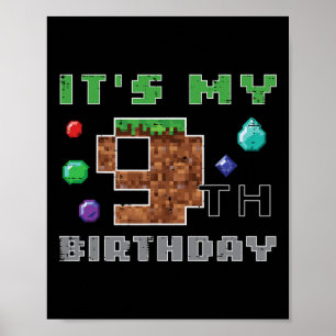 Mijn 9e verjaardag Pixel 9 Gamer Video Gaming Jong Poster