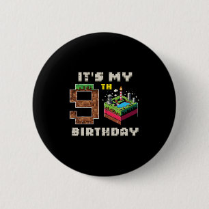 Mijn 9e verjaardag Pixel Game 9 Taart Video Gamer  Ronde Button 5,7 Cm