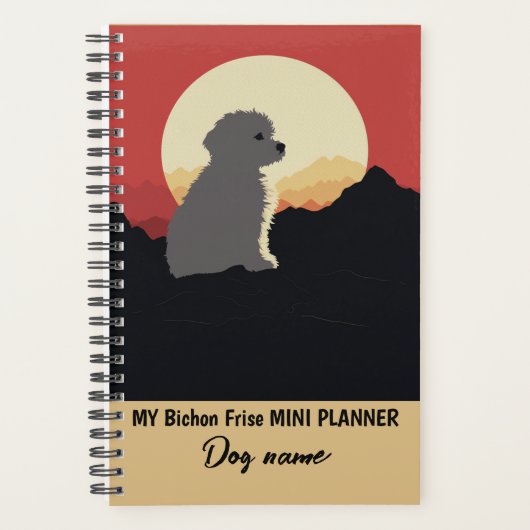 Mijn aangepaste hondennaam Bichon Frise Portret Planner (Voorkant)
