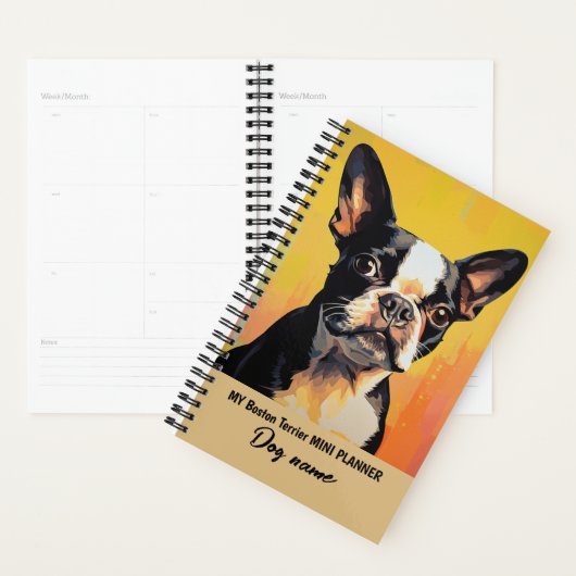 Mijn aangepaste hondennaam Boston Terrier Portret Planner (Display)