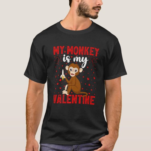 Mijn aap is mijn Valentijn-liefhebber-apen-valent T-shirt (Voorkant)