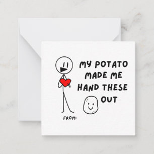 Mijn aardappel liet me deze grappige Valentijnskaa Notitiekaartje