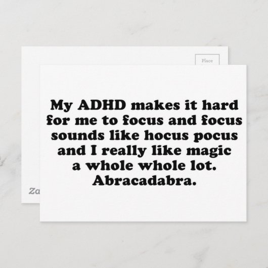 Mijn ADHD Focus Hocus Pocus Briefkaart (Voorkant / Achterkant)