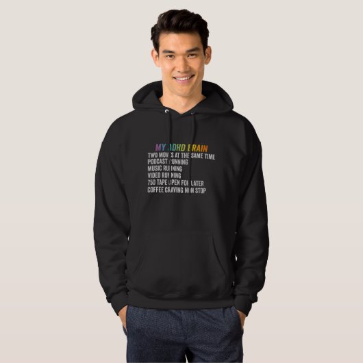Mijn ADHD-hersenen Neurodiversiteit Bewustzijn Ges Hoodie (Voorkant volledig)