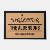 Mijn adres op een  bruin deurmat (Voorkant)