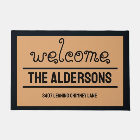 Mijn adres op een  bruin deurmat (Voorkant)