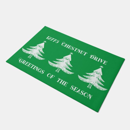 Mijn adres op een feestelijke kerst deurmat (Schuin)