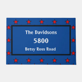 Mijn adres op een patriottische deurmat