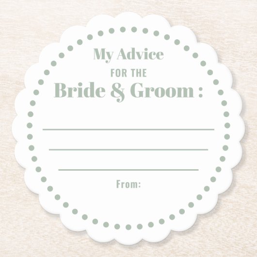 Mijn advies voor bride & groom Klassieke Sage Gree Kartonnen Onderzetters (Voorkant)