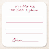 Mijn advies voor de bruid en bruidegom leuke rode  kartonnen onderzetters (Voorkant)
