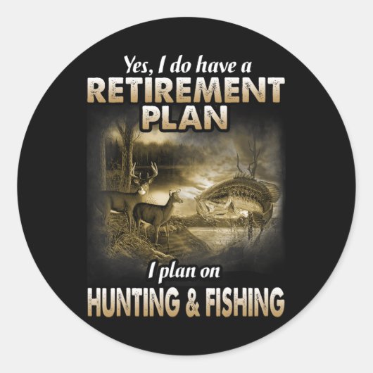 Mijn aftredingsprogramma jager Vist opa Ronde Sticker (Voorkant)
