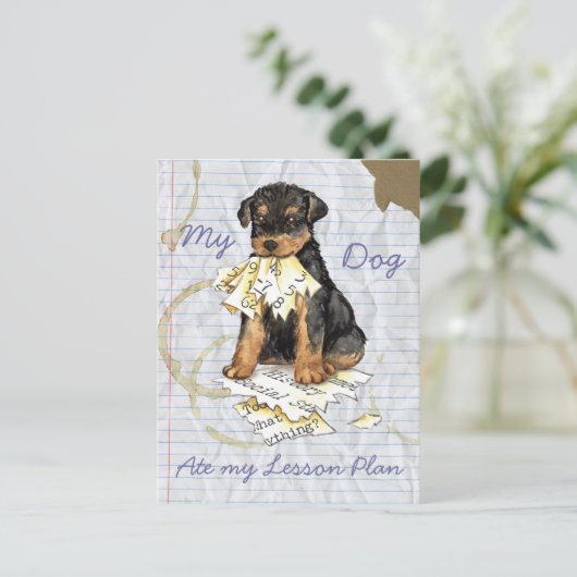 Mijn Airedale Ate Mijn Lesson Plan Briefkaart (Staand voorkant)