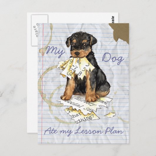 Mijn Airedale Ate Mijn Lesson Plan Briefkaart (Voorkant / Achterkant)