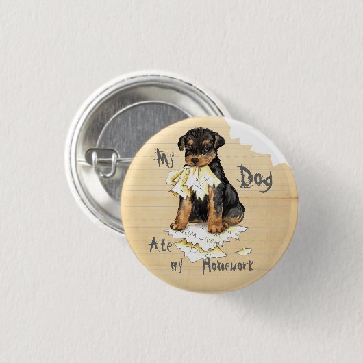 Mijn Airedale Ate Mijn thuiswerk Ronde Button 3,2 Cm (Voorkant /achterkant)