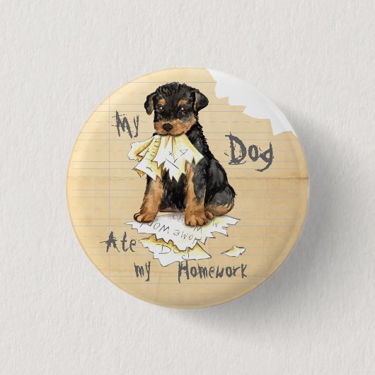 Mijn Airedale Ate Mijn thuiswerk Ronde Button 3,2 Cm (Voorkant)