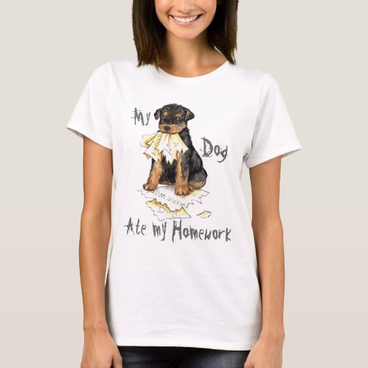 Mijn Airedale Ate Mijn thuiswerk T-shirt (Voorkant)