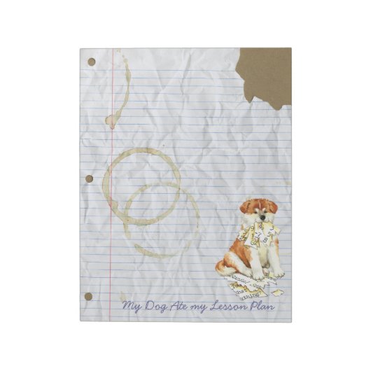 Mijn Akita Ate Mijn Lesson Plan Notitieblok (Linkerzijde)