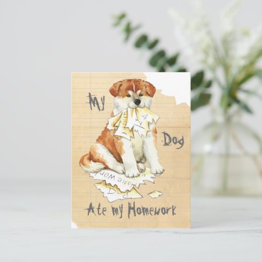 Mijn Akita Ate Mijn thuiswerk Briefkaart (Staand voorkant)